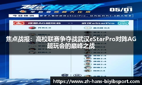 焦点战报:高校联赛争夺战武汉eStarPro对阵AG超玩会的巅峰之战